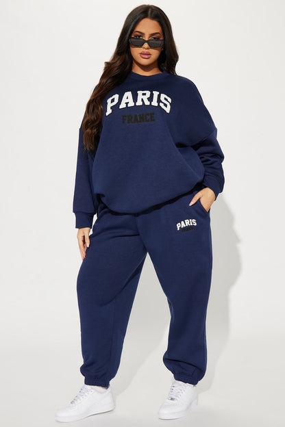 Staying In Paris Jogger Set - Navy