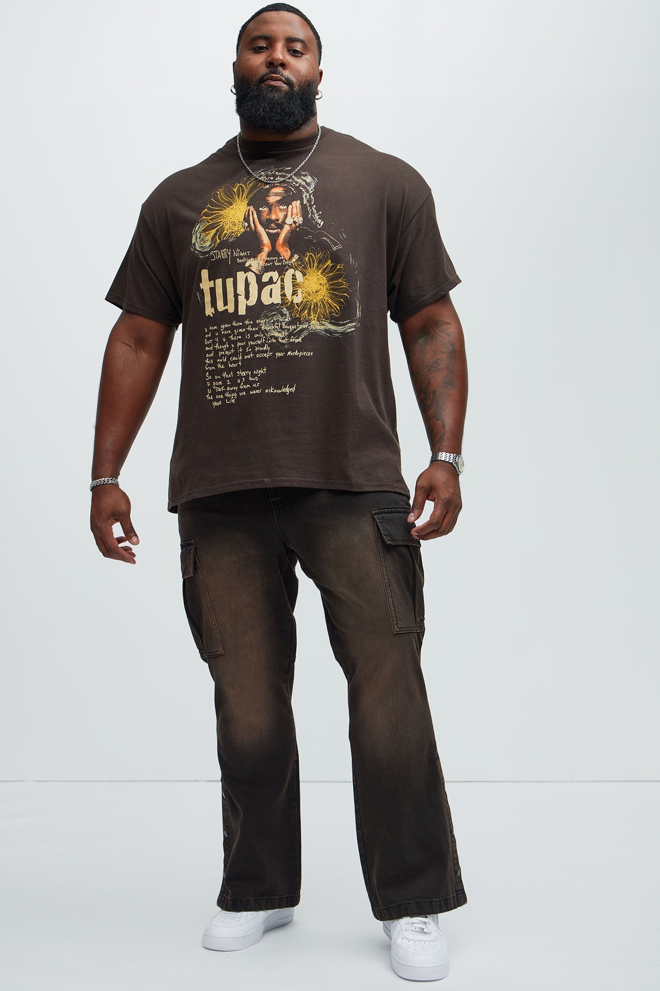 Tupac Starry Night Short Sleeve Tee - Chocolate