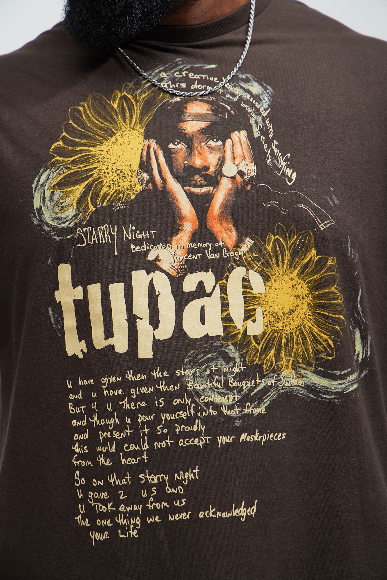 Tupac Starry Night Short Sleeve Tee - Chocolate