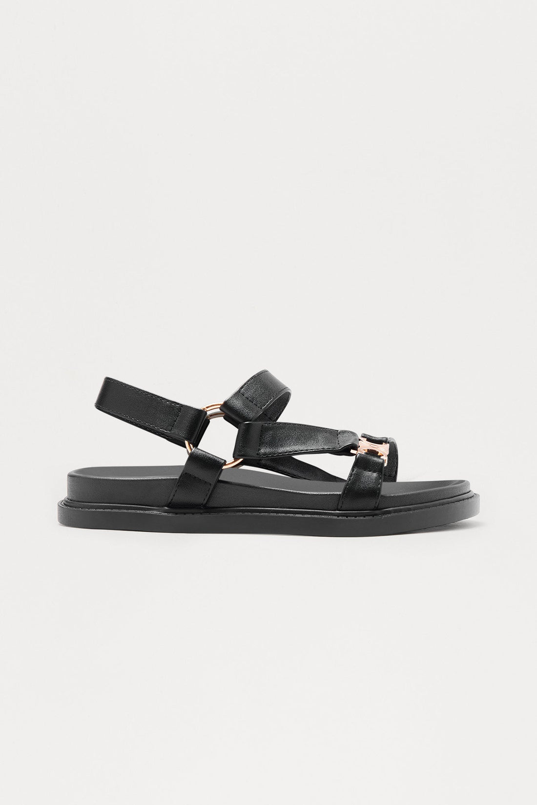 Nash Faux Leather Ankle Strap Sandals - Black
