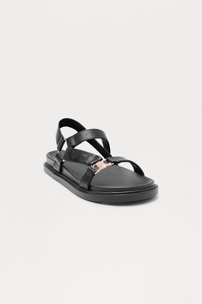 Nash Faux Leather Ankle Strap Sandals - Black
