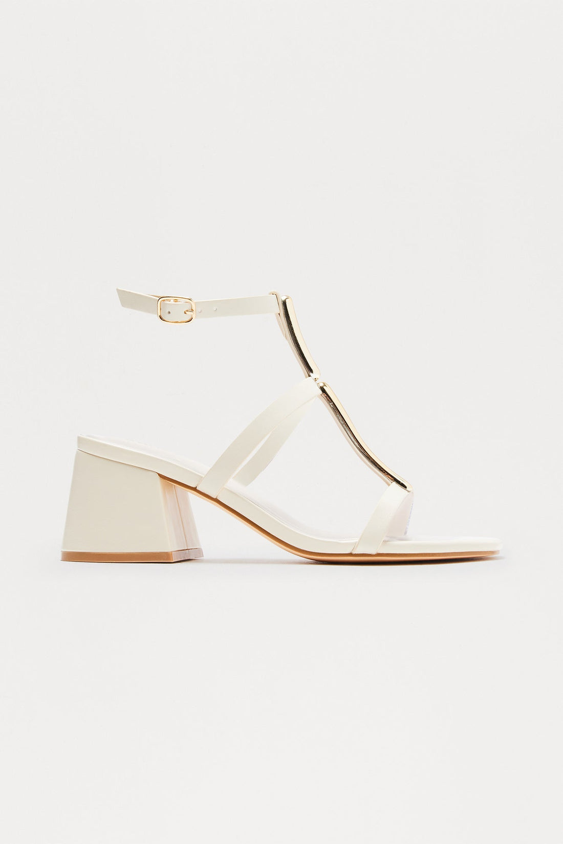 Livie Hardware Ankle Strap Heels - Ivory