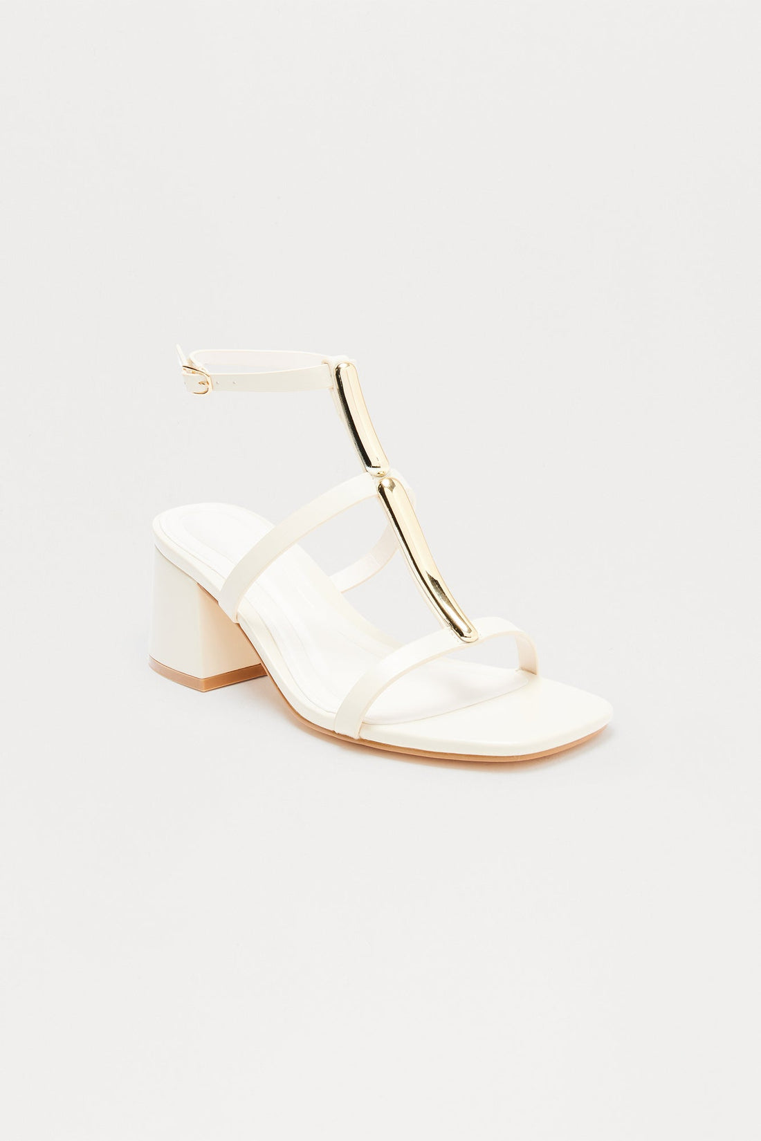 Livie Hardware Ankle Strap Heels - Ivory