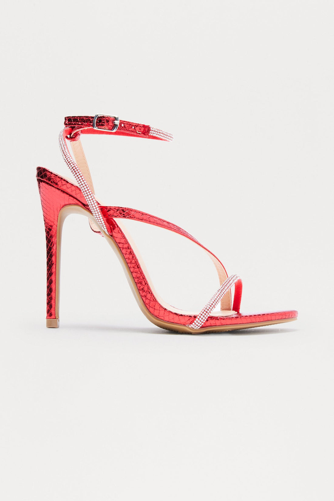 Nemah Rhinestone Stiletto Heels - Red