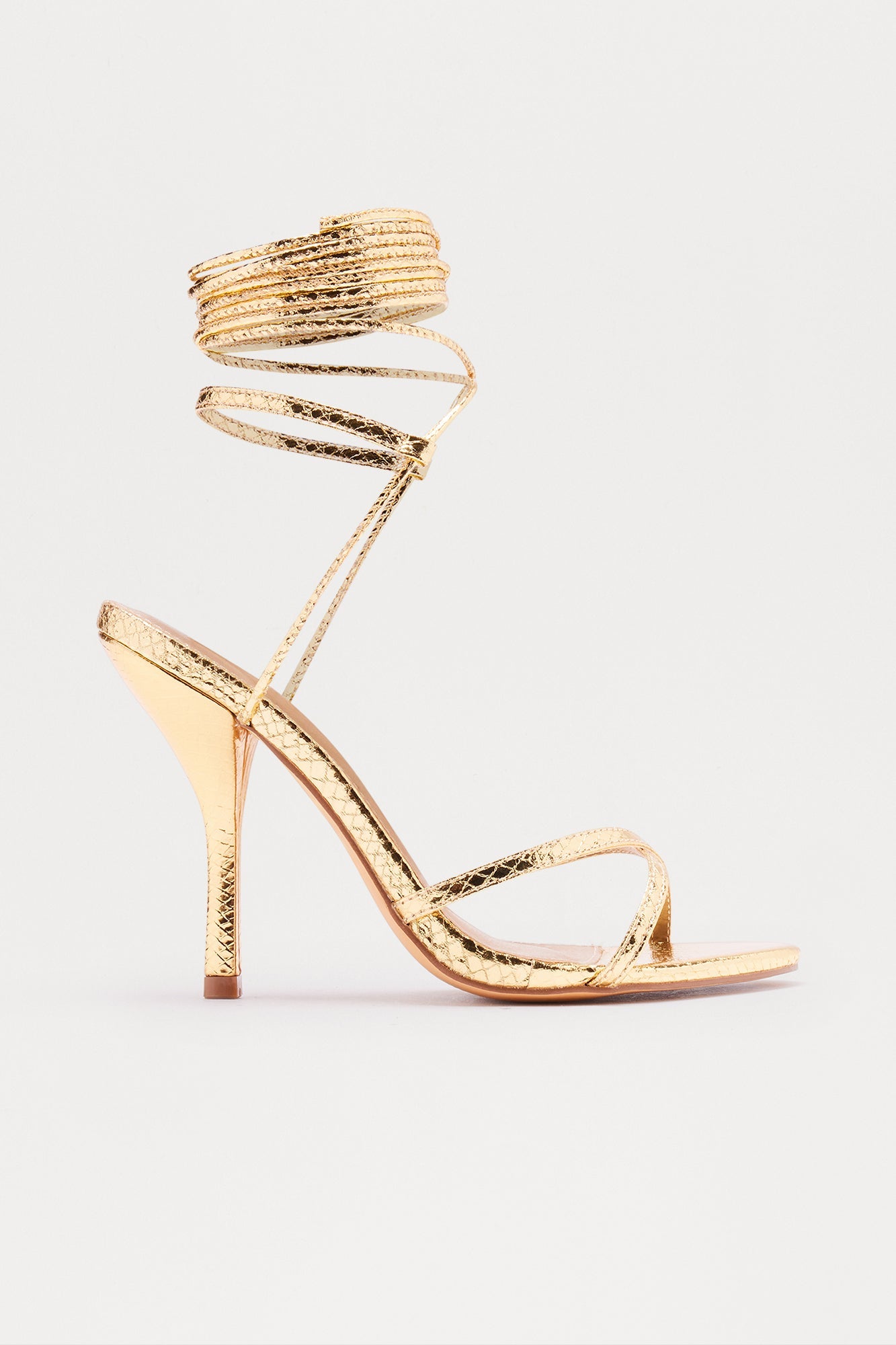 Usagi Metallic Wrap Up Heels - Gold
