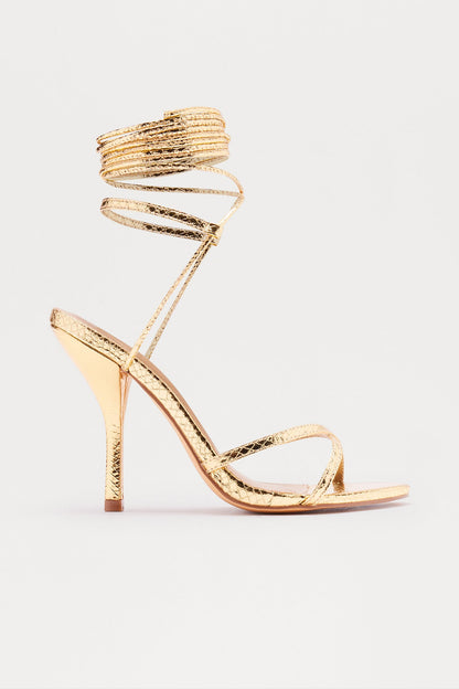 Usagi Metallic Wrap Up Heels - Gold