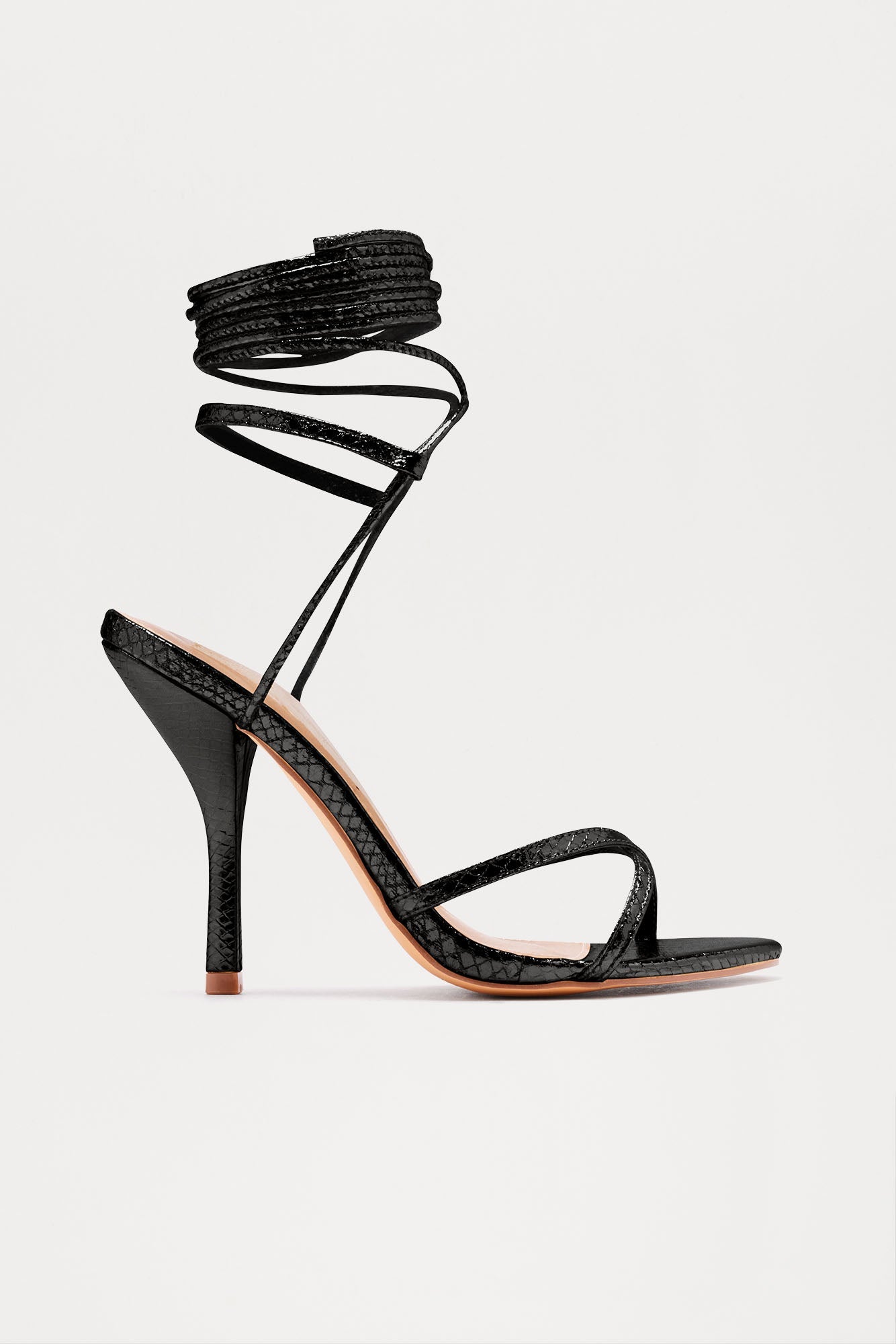 Usagi Metallic Wrap Up Heels - Black