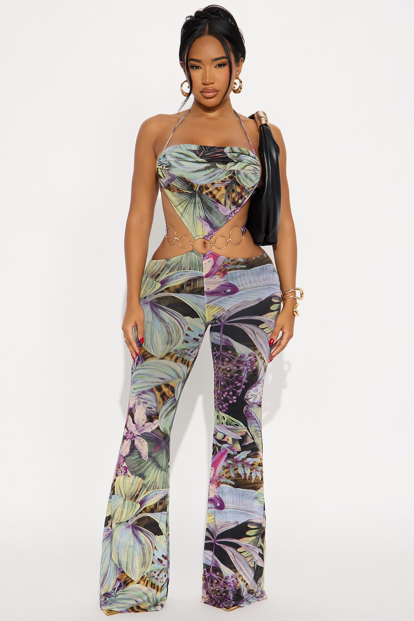 Jazlyn Mesh Halter Jumpsuit - Black/combo