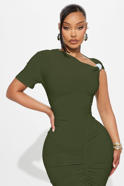 Fancy Girl Midi Dress - Olive