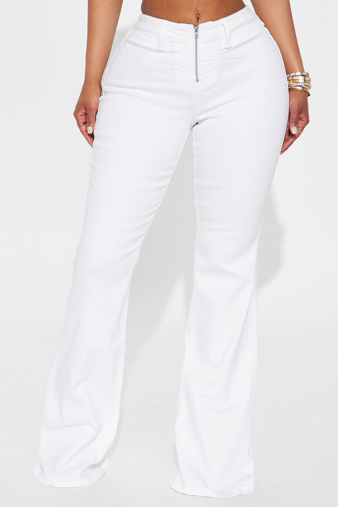 Later Days Mid Rise Flare Jeans - White