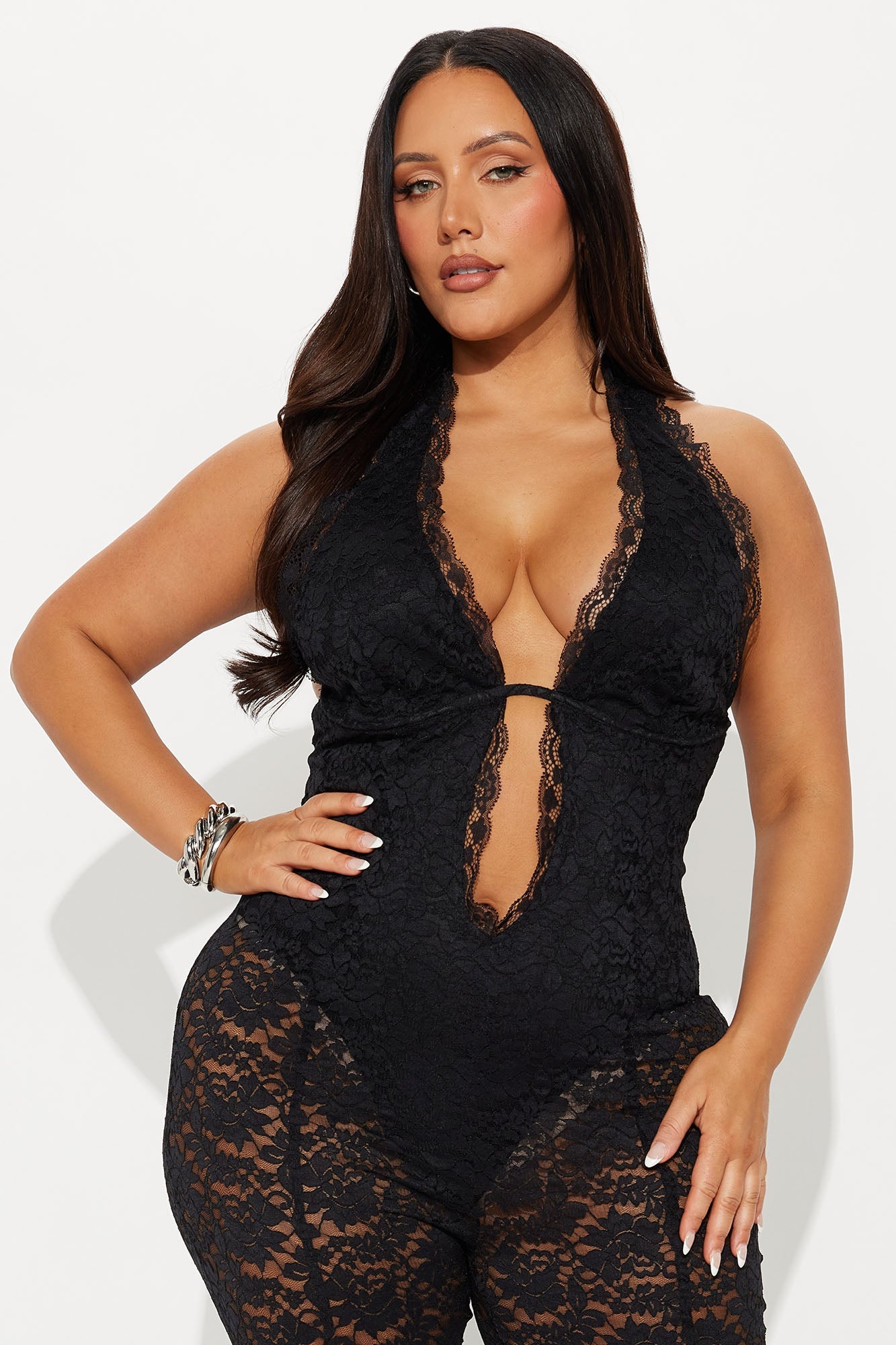 Variety Of Destinations Lace Halter Jumpsuit - Black