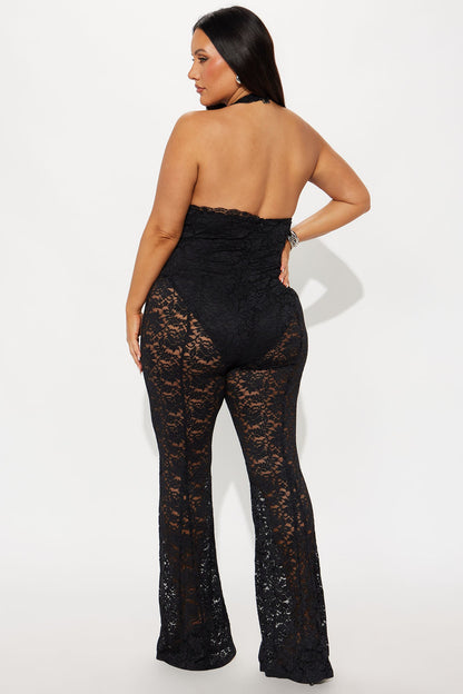 Variety Of Destinations Lace Halter Jumpsuit - Black