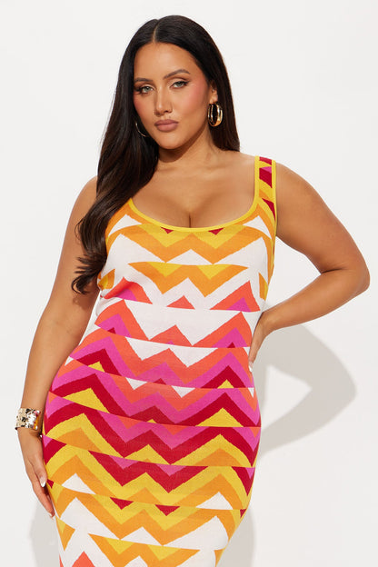 Ella Sweater Maxi Dress - Orange/combo