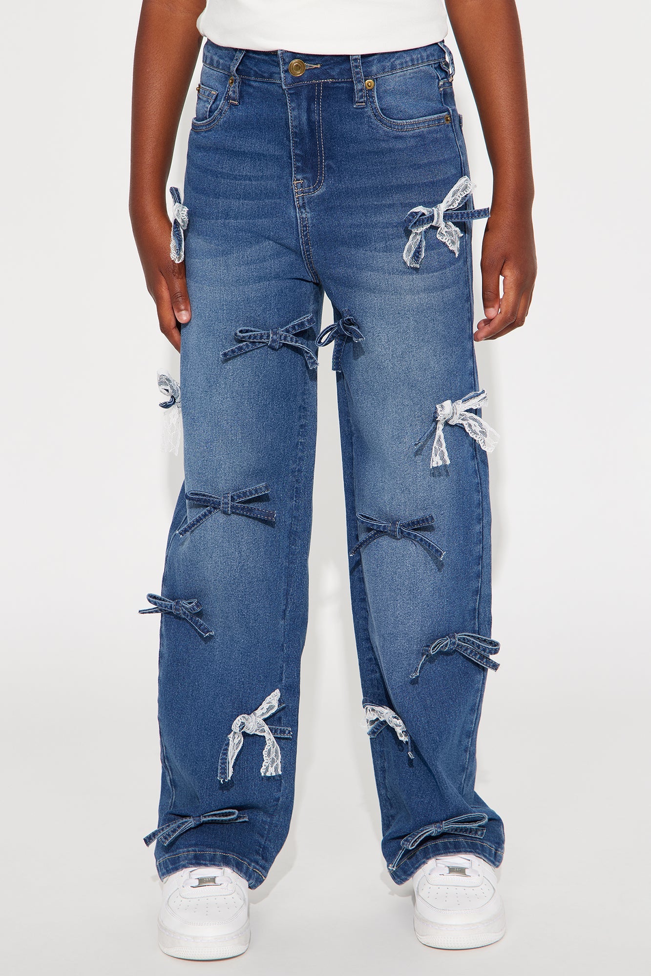 Mini Bowtiful Tinted Wide Leg Jeans - Dark Wash