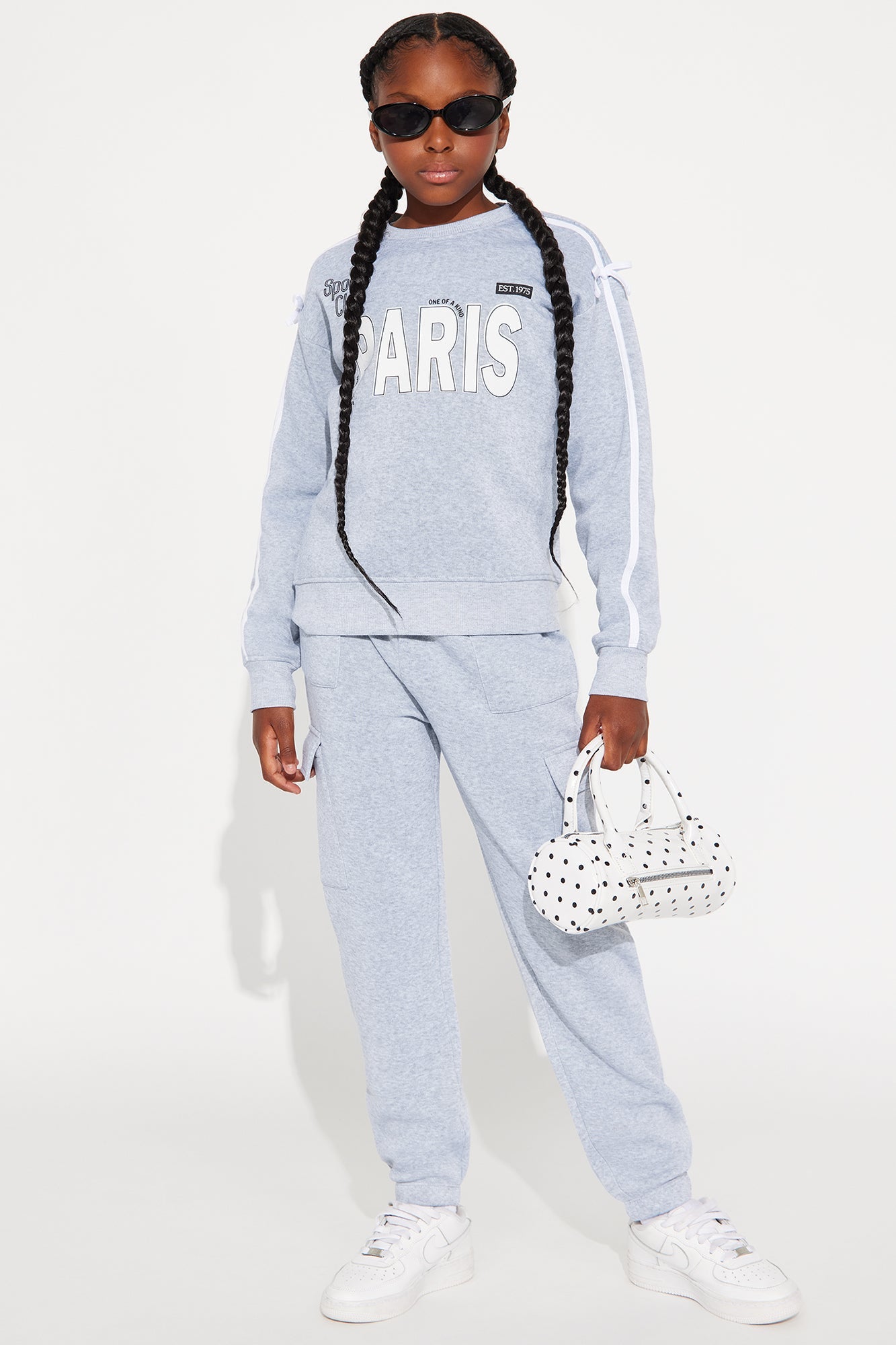 Mini Paris Sports Club Cargo Jogger Pant Set - Heather Grey