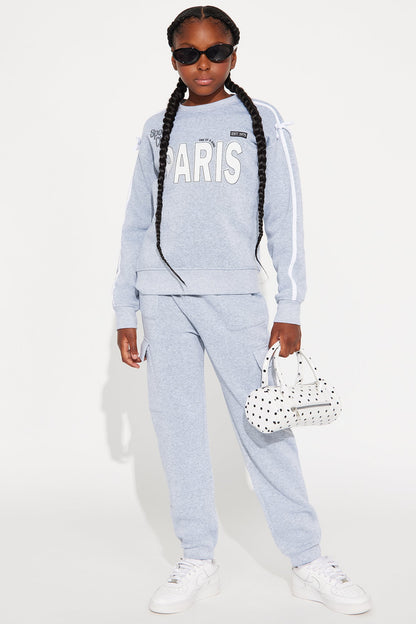 Mini Paris Sports Club Cargo Jogger Pant Set - Heather Grey