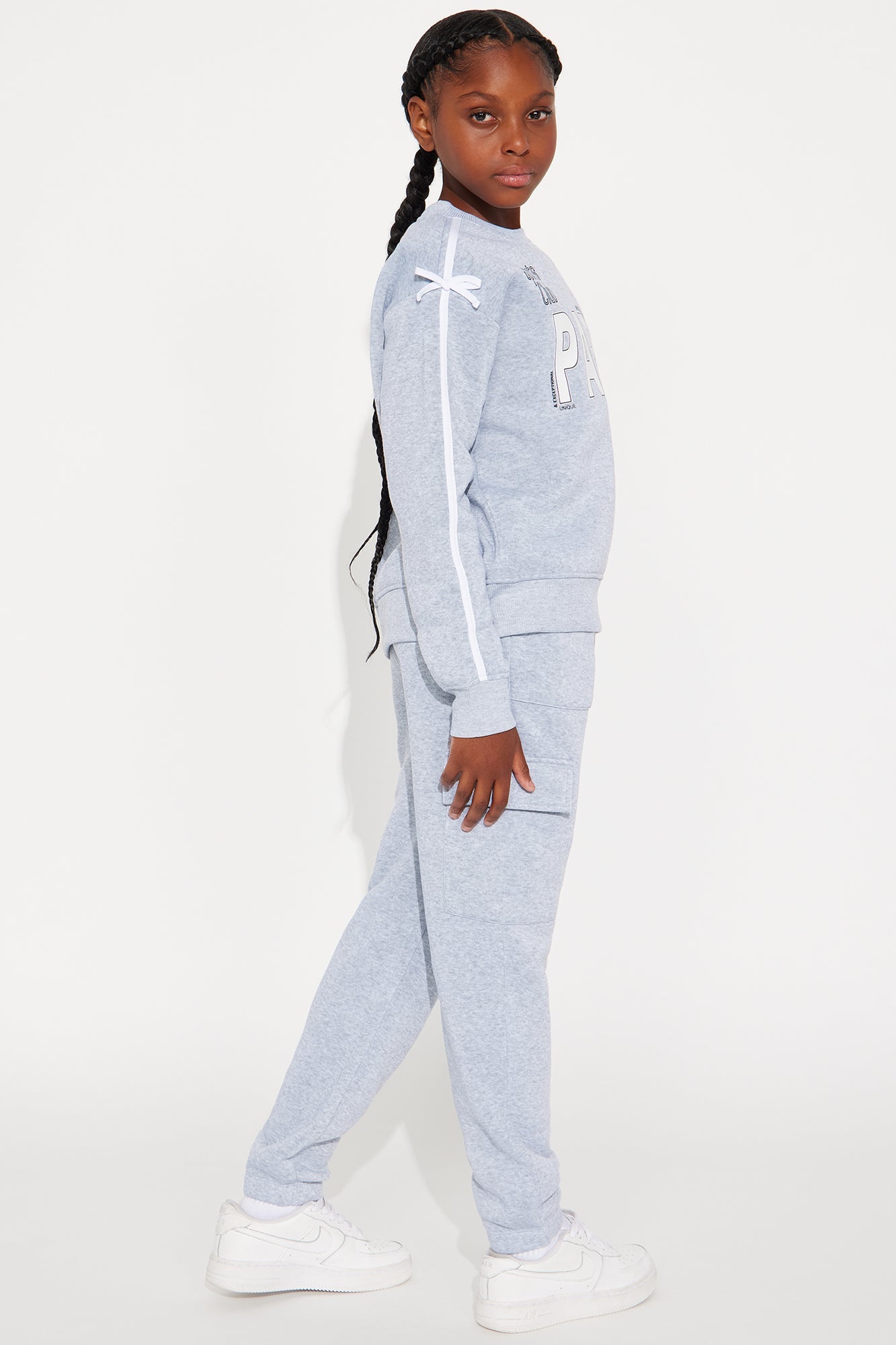 Mini Paris Sports Club Cargo Jogger Pant Set - Heather Grey