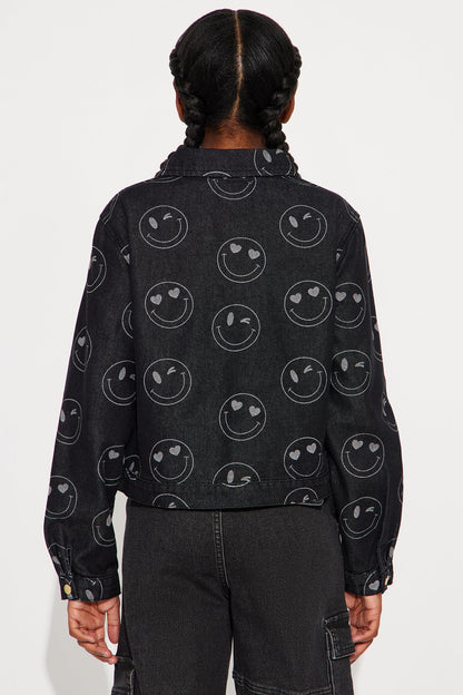 Mini Every Reason To Smile Denim Jacket - Black Wash