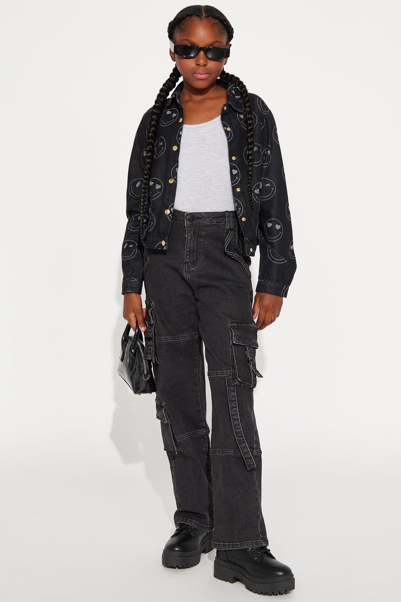 Mini Desi Mineral Wash Cargo Pant - Black
