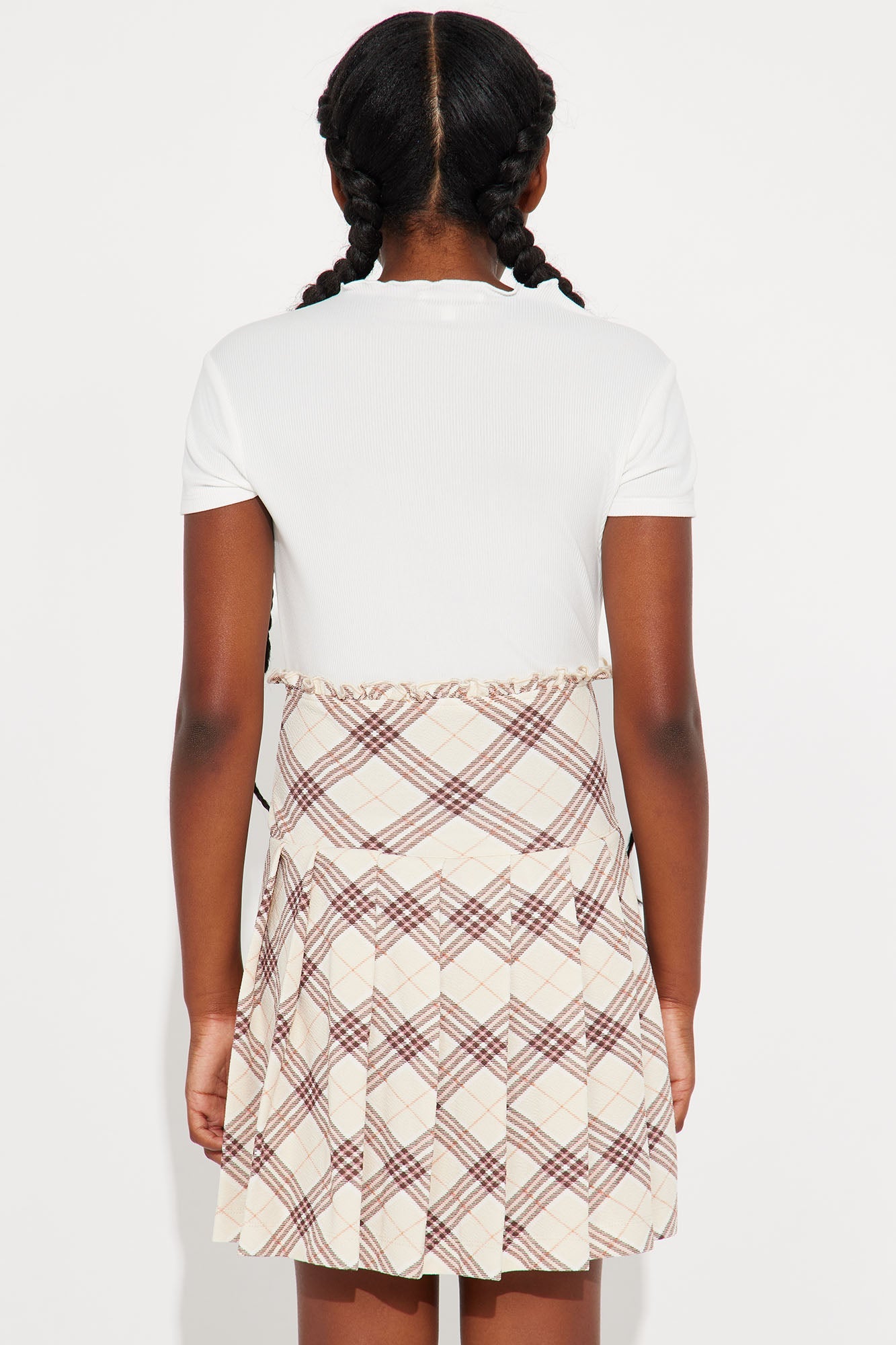 Mini Brianna Pleated 2Fer Dress - Cream/combo