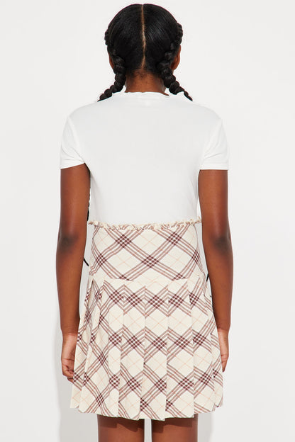 Mini Brianna Pleated 2Fer Dress - Cream/combo