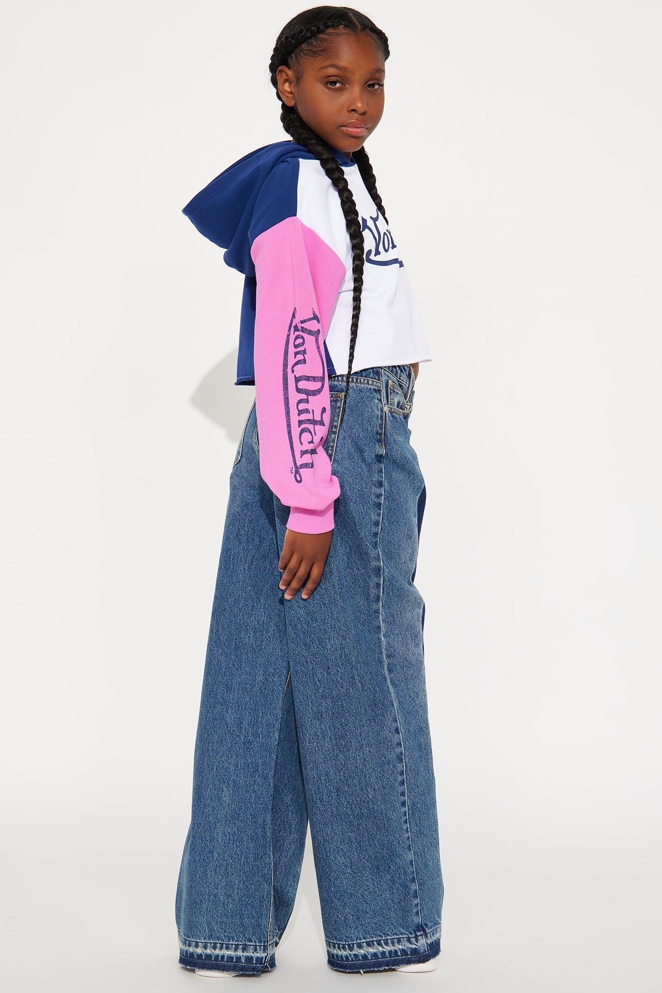 Mini Know You Best Two Tone Wide Leg Jeans - Medium Wash