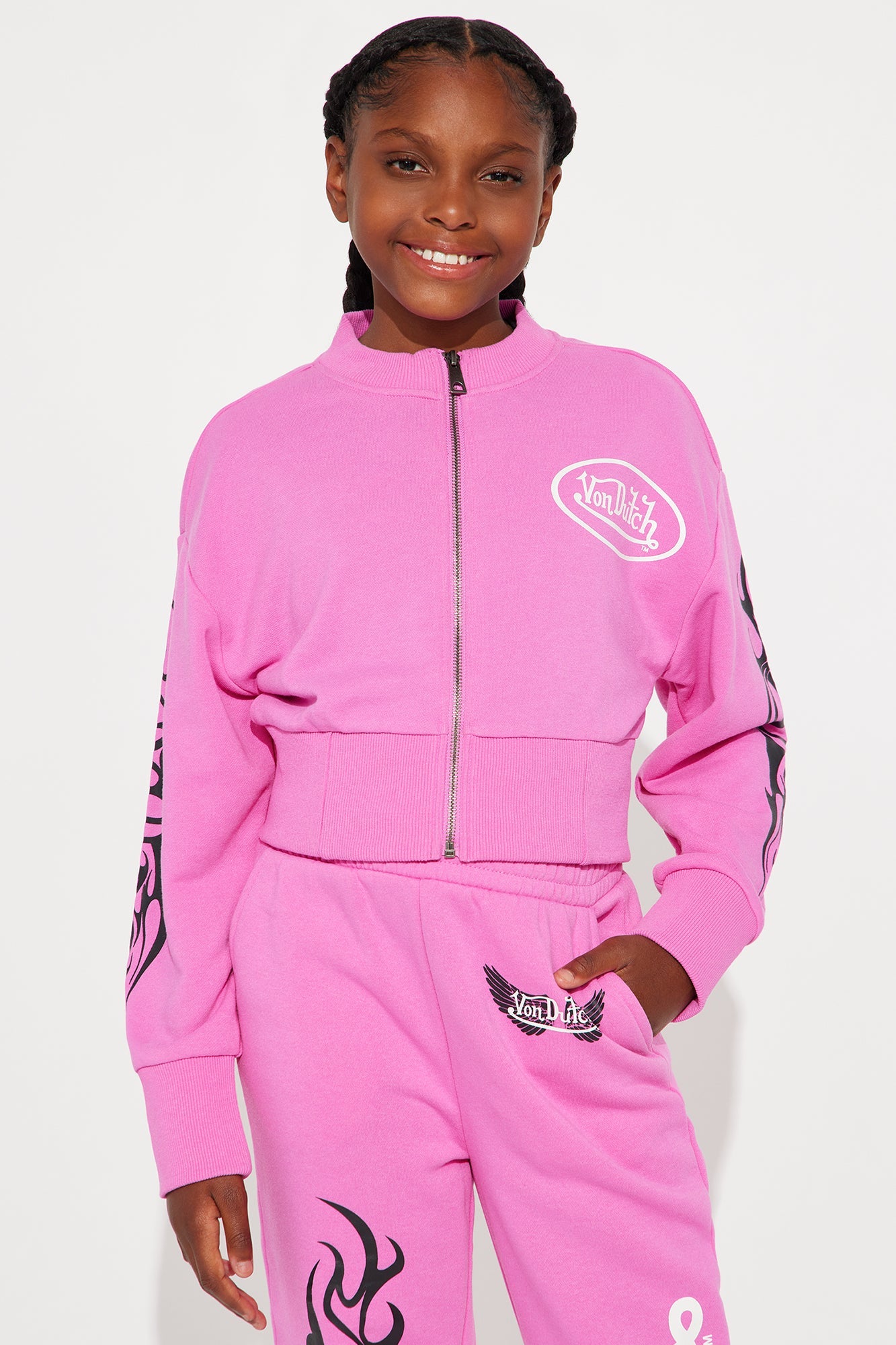 Mini Von Dutch Eternity Zip Up Sweatshirt - Fuchsia