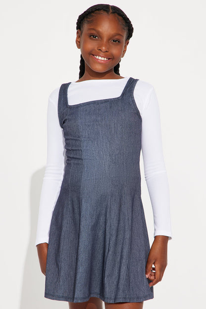 Mini Denim Over Everything Dress Set - Blue/combo