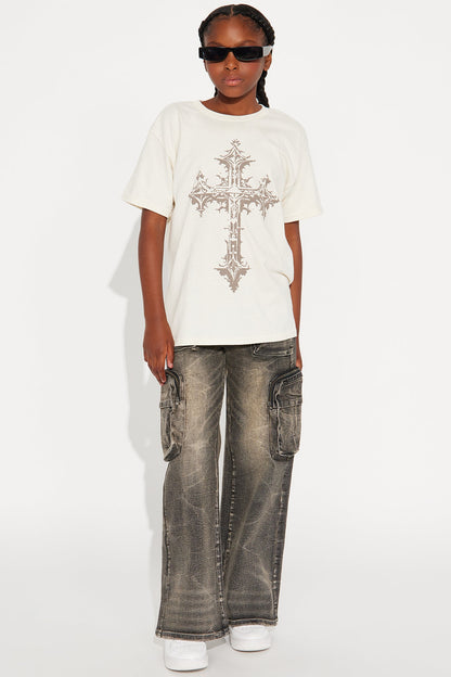 Mini Onto The Next Wide Leg Cargo Jeans - Black