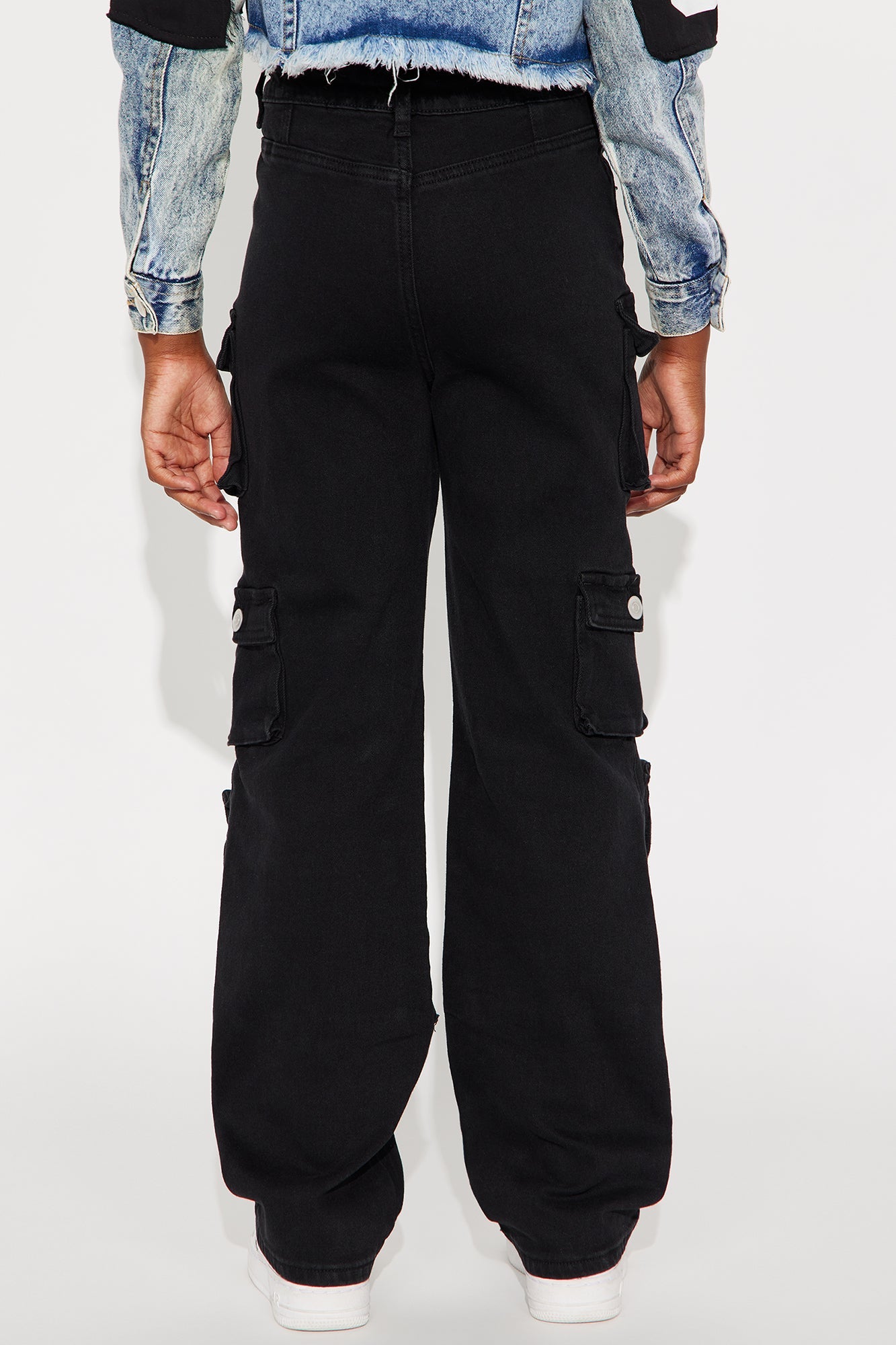 Mini Lily High Rise Cargo Jeans - Black