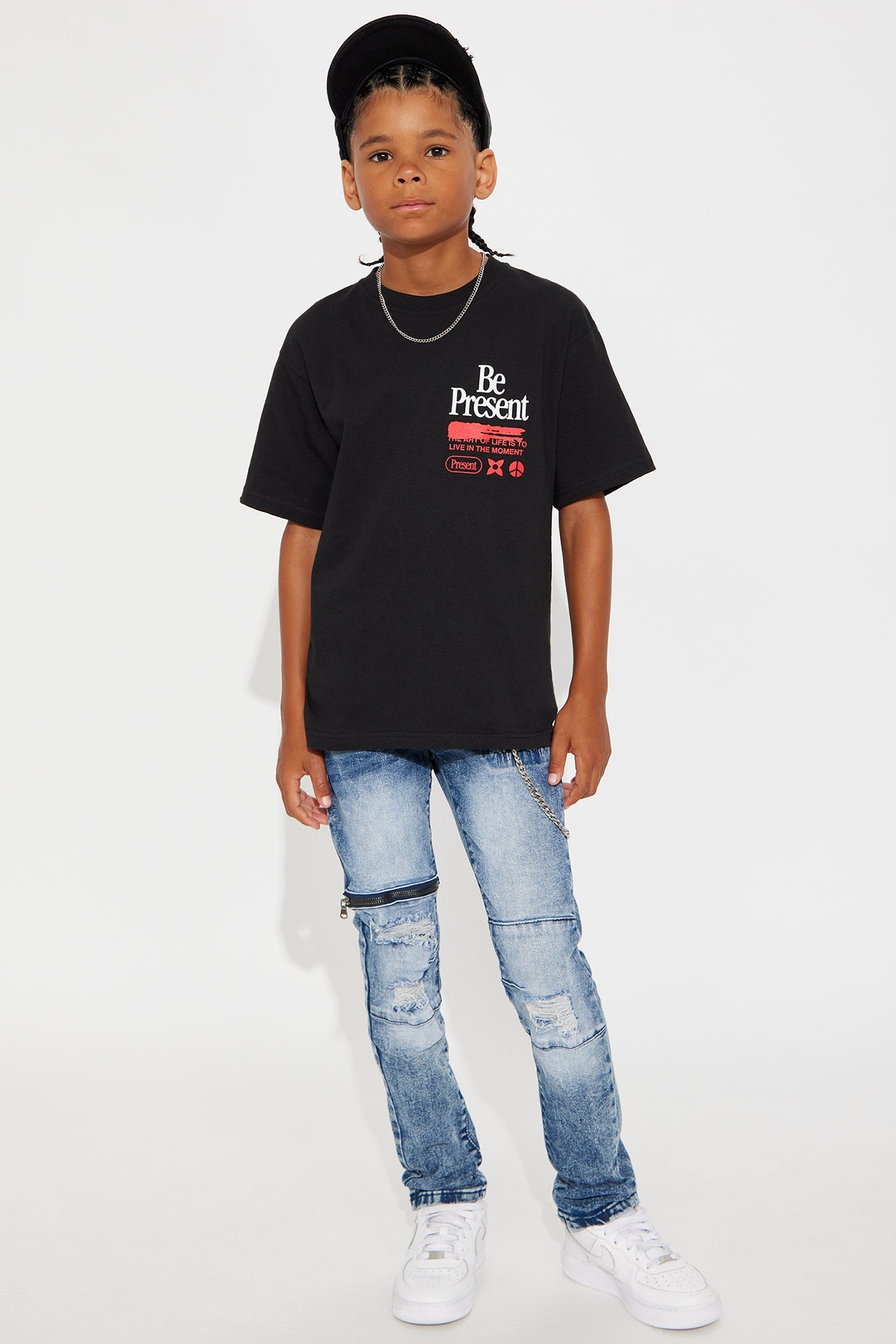 Mini Be Present Short Sleeve Front/Back Tee - Black