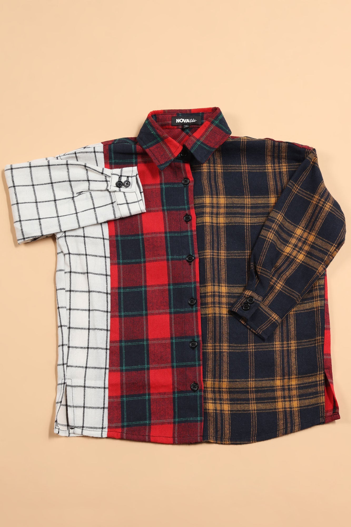 Mini Mixed Emotions Mixed Feelings Flannel Top - Red/combo
