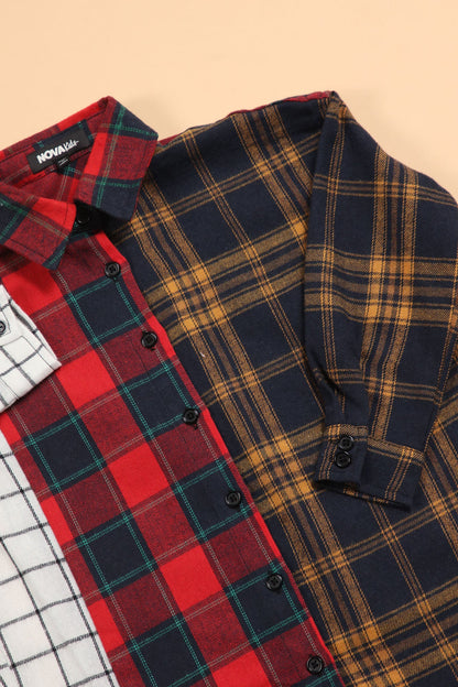 Mini Mixed Emotions Mixed Feelings Flannel Top - Red/combo