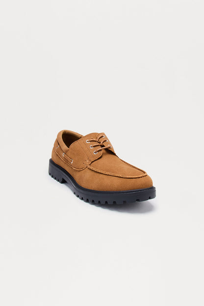 Chunky Sole Lace Up Boat Shoes - Brown
