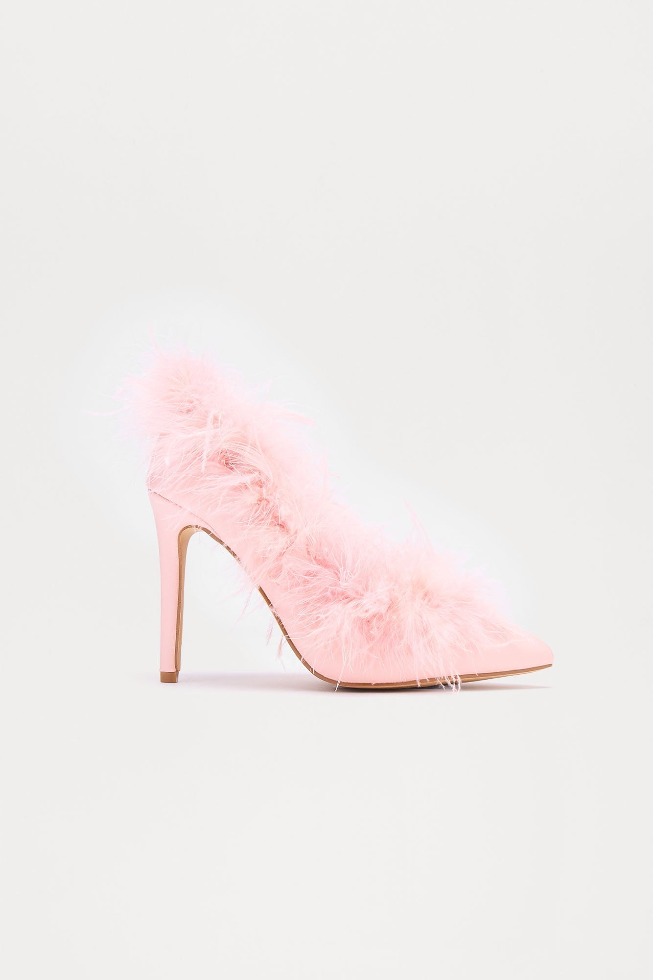 Minette Feather Trim Pumps - Pink