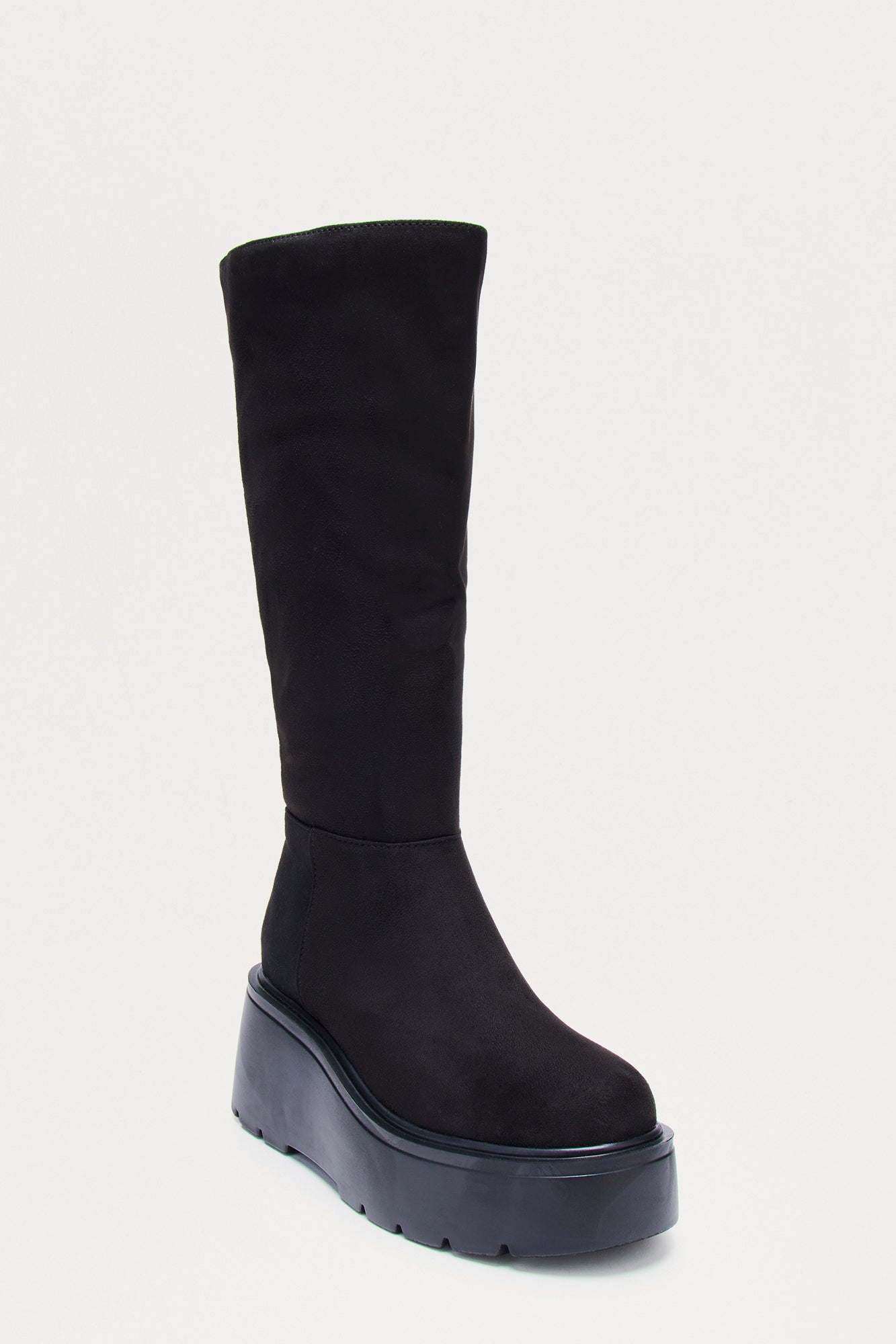Timmie Knee High Platform Boots - Black/Black