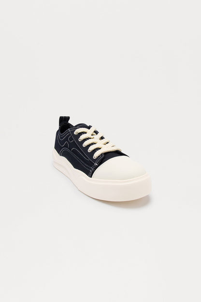 City Stride Canvas Chunky Low Sneaker - Black/White