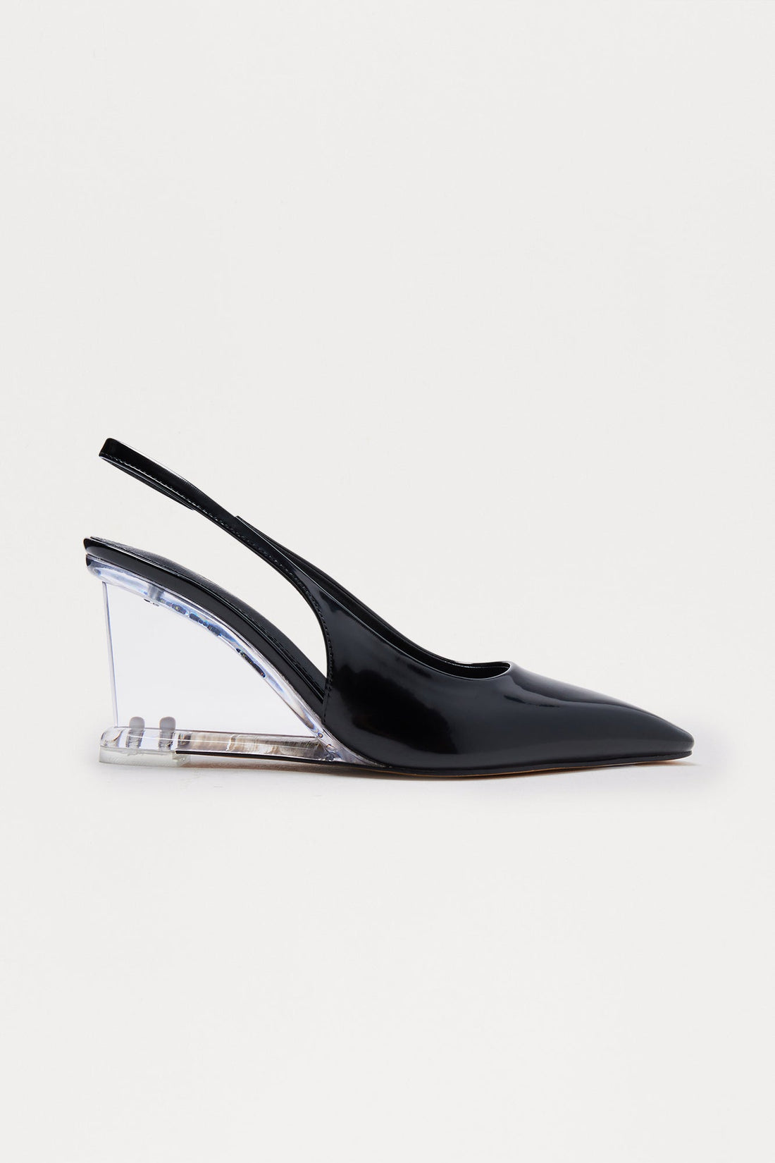 Muse Slingback Clear Wedges - Black