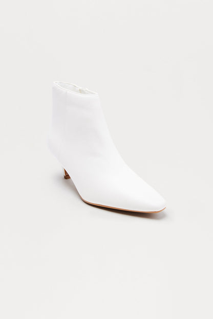Raj Kitten Heel Booties - White
