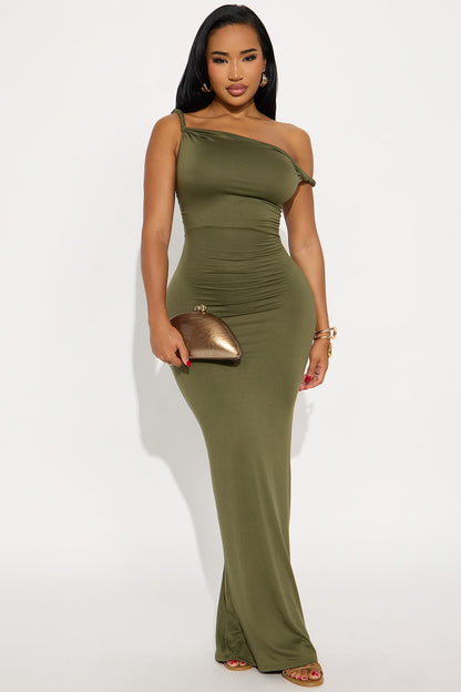 Cassie Off Shoulder Maxi Dress - Olive