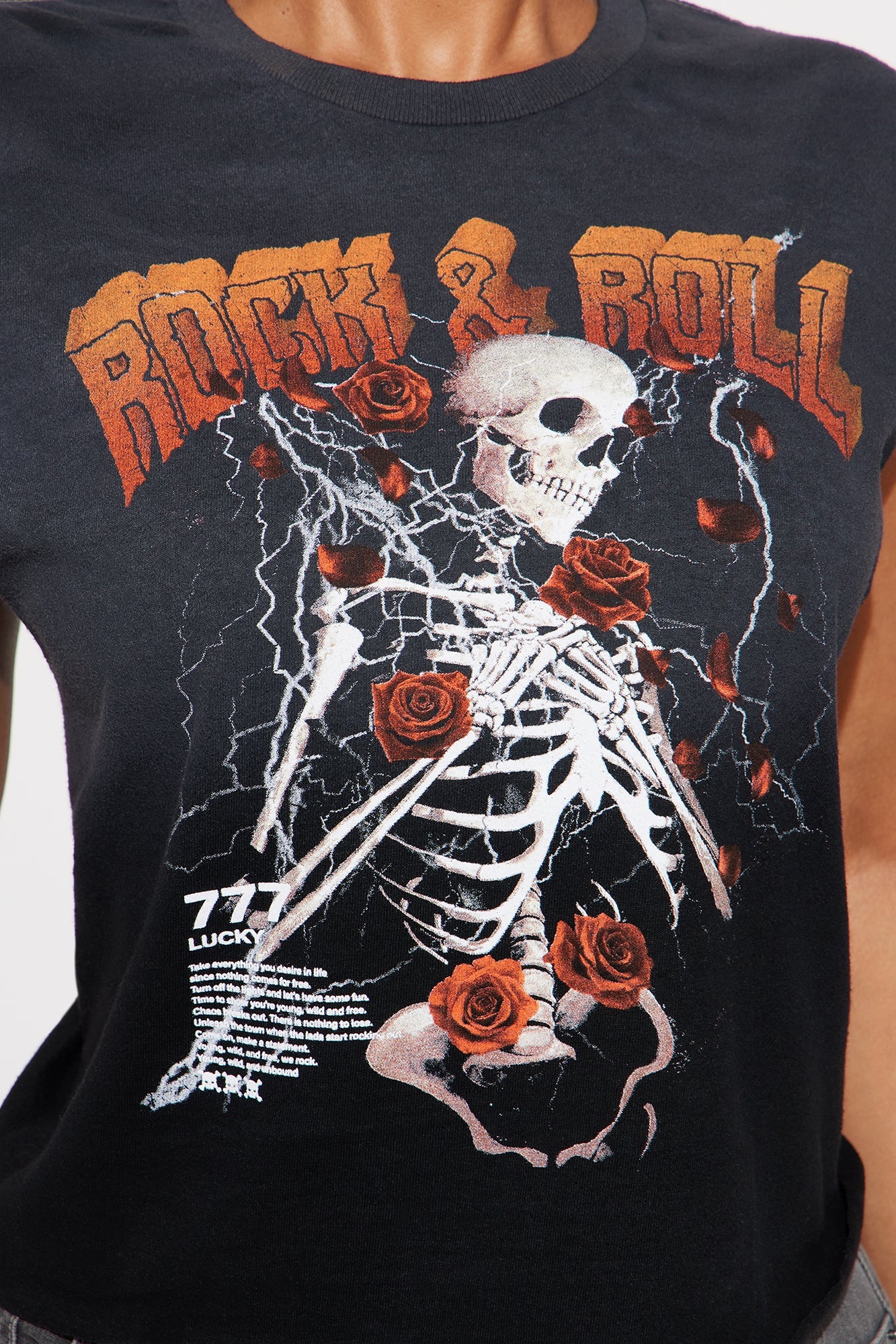 Rock &amp; Roll For Life Washed Muscle Tee - Black Wash