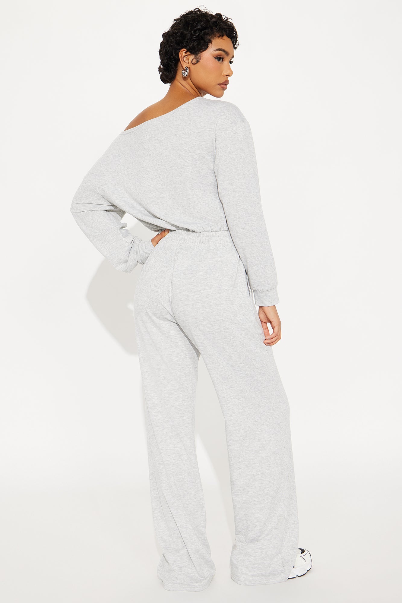 Just Warming Up French Terry Jumpsuit - Heather Grey