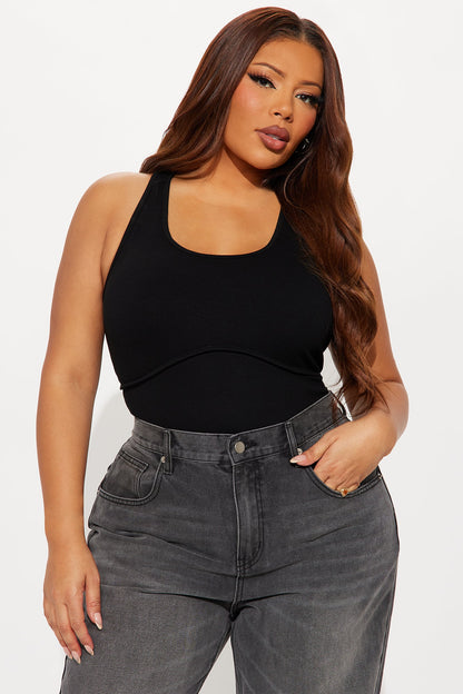 Arizona Ribbed Racerback Bodysuit - Black