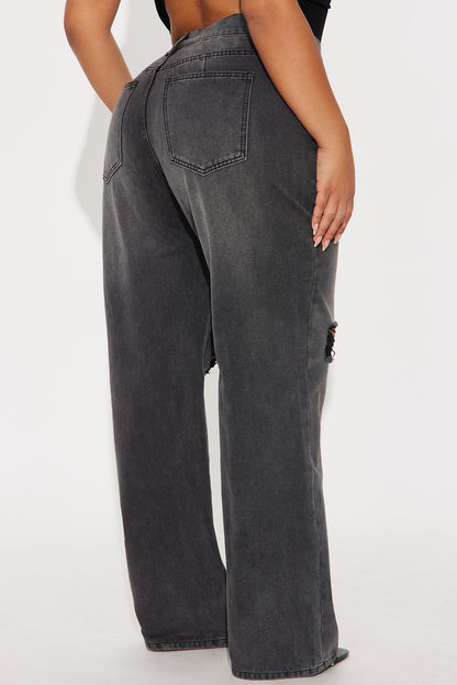 Close To You Ripped Straight Leg Jeans - Grey