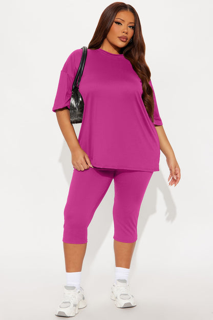 Weekend Vibes Capri Set - Fuchsia