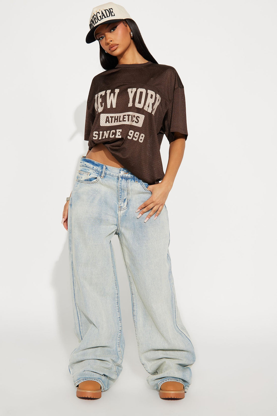 Cruise By Baggy Wide Leg Denim Jeans - Light Wash