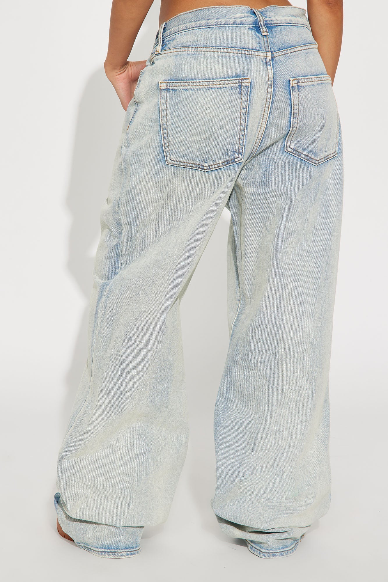 Cruise By Baggy Wide Leg Denim Jeans - Light Wash