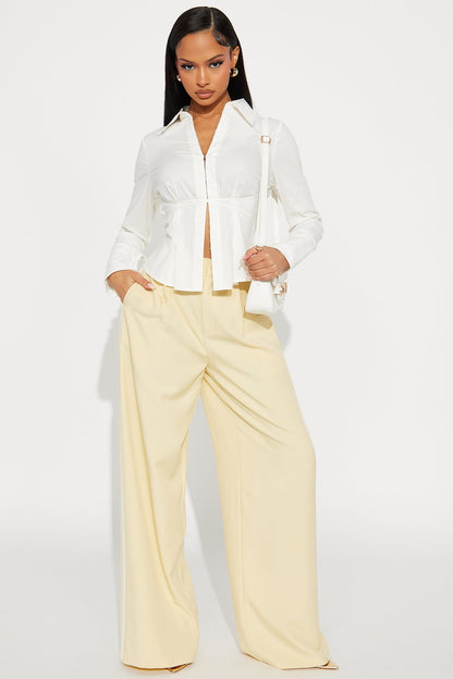 Dylan Wide Leg Trouser Pants - Yellow/combo