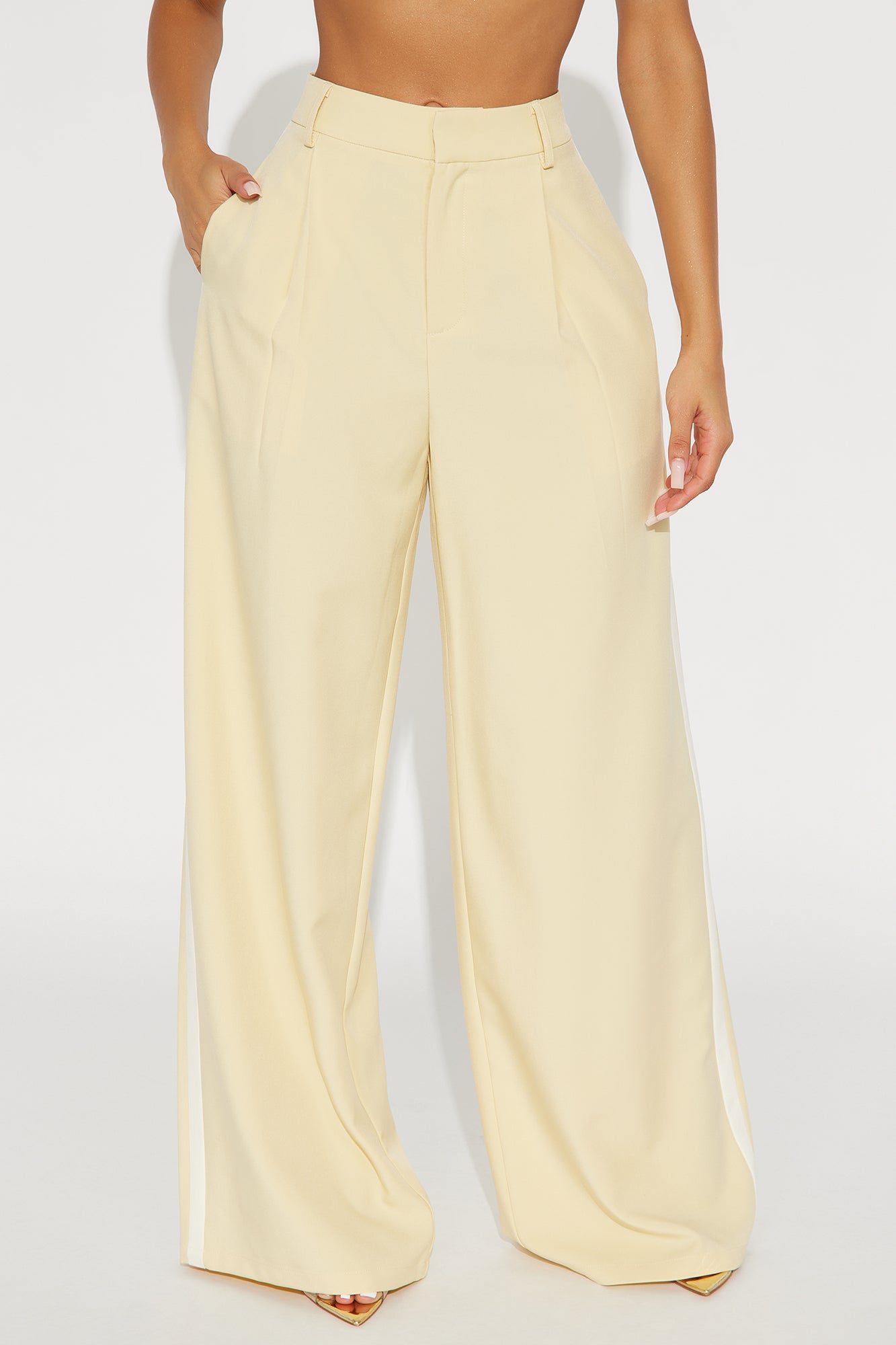 Dylan Wide Leg Trouser Pants - Yellow/combo