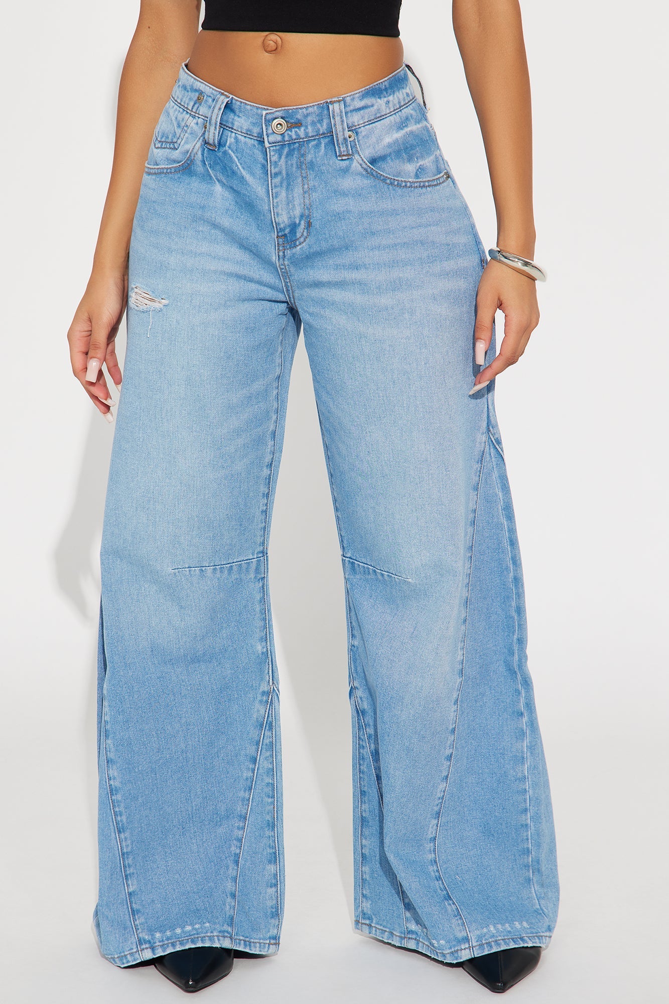 Cityscape Barrel Wide Leg Jeans - Light Wash